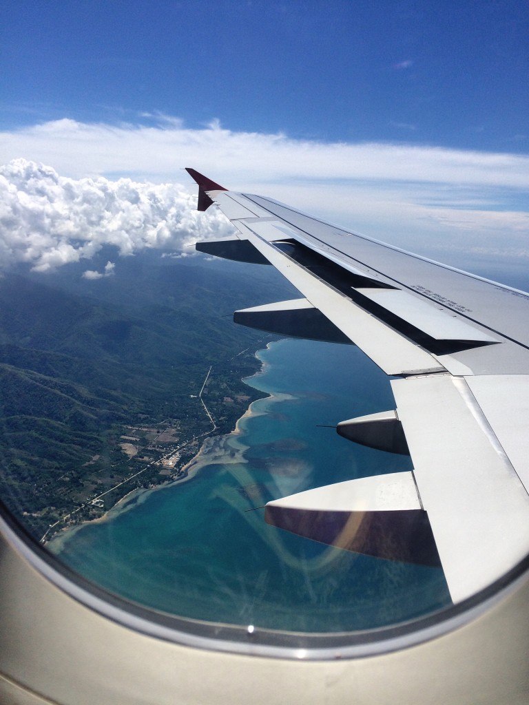Look out of airplane window